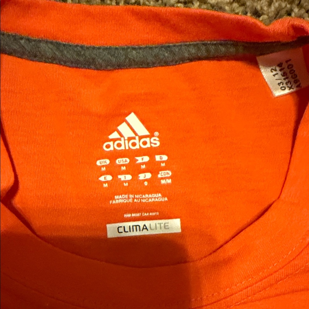 Adidas Men's Bright Orange Tee - Picture 2 of 3